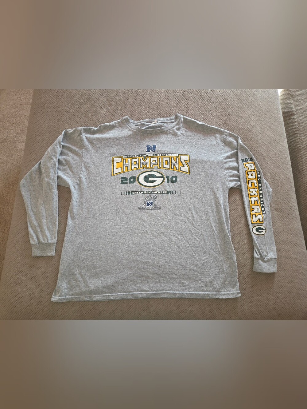 Green Bay Packers 2010 NFC long sleeves gray shirt men's size 2xl National